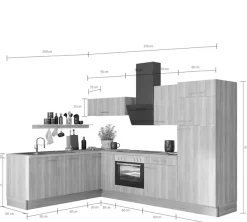 OPTIFIT Küche »Klara« 200 x 270 cm breit, wahlweise mit E-Geräten