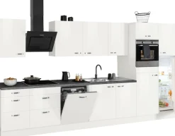 OPTIFIT Küchenzeile »Cara mit Hanseatic E-Geräten« Breite 400 cm, Induktionskochfeld, Soft-Close-Funktion, Vollauszüge