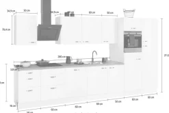 OPTIFIT Küchenzeile »Cara mit Hanseatic E-Geräten« Breite 400 cm, Induktionskochfeld, Soft-Close-Funktion, Vollauszüge