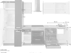 OPTIFIT Küchenzeile »Leer Breite 300 cm« mit Hanseatic E-Geräten, inkl. Kühlschrank