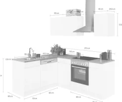 OPTIFIT Küchenzeile »Roth« Stellmaße 210x175 cm,wahlweise mit E-Geräten, Push-to-Open-Funktion