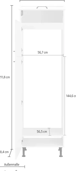 OPTIFIT Kühlumbauschrank »Elga« für Kühl-/Gefrierkombination, mit Soft-Close-Funktion, Breite 60 cm