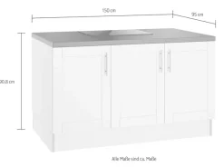 OPTIFIT Pantryküche »Ahus« Kücheninsel, Breite 150 cm, wahlweise mit Kochfeld