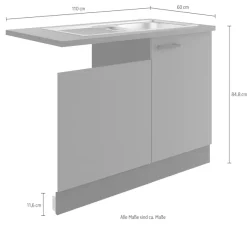 OPTIFIT Spülenschrank »Bella« Breite 110 cm, für teilintegrierten Geschirrspüler