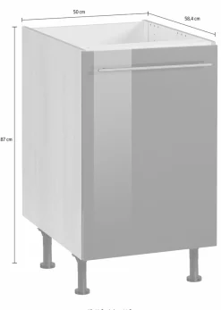 OPTIFIT Spülenschrank »Bern« 50 cm breit, mit 1 Tür, mit höhenverstellbaren Füßen, mit Metallgriff