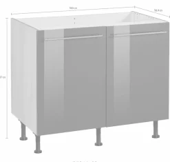OPTIFIT Spülenschrank »Bern« 100 cm breit, mit 2 Türen, höhenverstellbare Füße, mit Metallgriffen