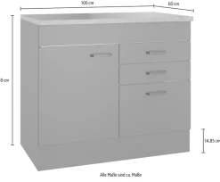 OPTIFIT Spülenschrank »OPTImulti« Breite 100 cm, mit 1 Tür, 2 Schubkästen, 1 Auszug