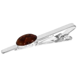 OSTSEE-SCHMUCK Krawattenhalter »- Classic 16 x 12 mm - Silber 925/000 - Bernstein«