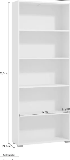 OTTO home Aktenregal »Tomar Regal Bücherregal« Bücherregal mit viel Stauraum, Maße (B/T/H): 70/24,5/176,5 cm