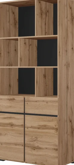 OTTO home Aktenschrank »Cross, Breite 85 cm, modernem grifflose Standregal, Bücherregal« Standregal mit 6 offene Fächern, 2 Schubladen und 2 Türen, Büroregal