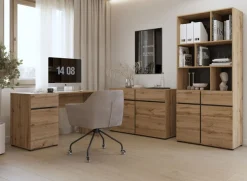 OTTO home Aktenschrank »Cross, Breite 85 cm, modernem grifflose Standregal, Bücherregal« Standregal mit 6 offene Fächern, 2 Schubladen und 2 Türen, Büroregal