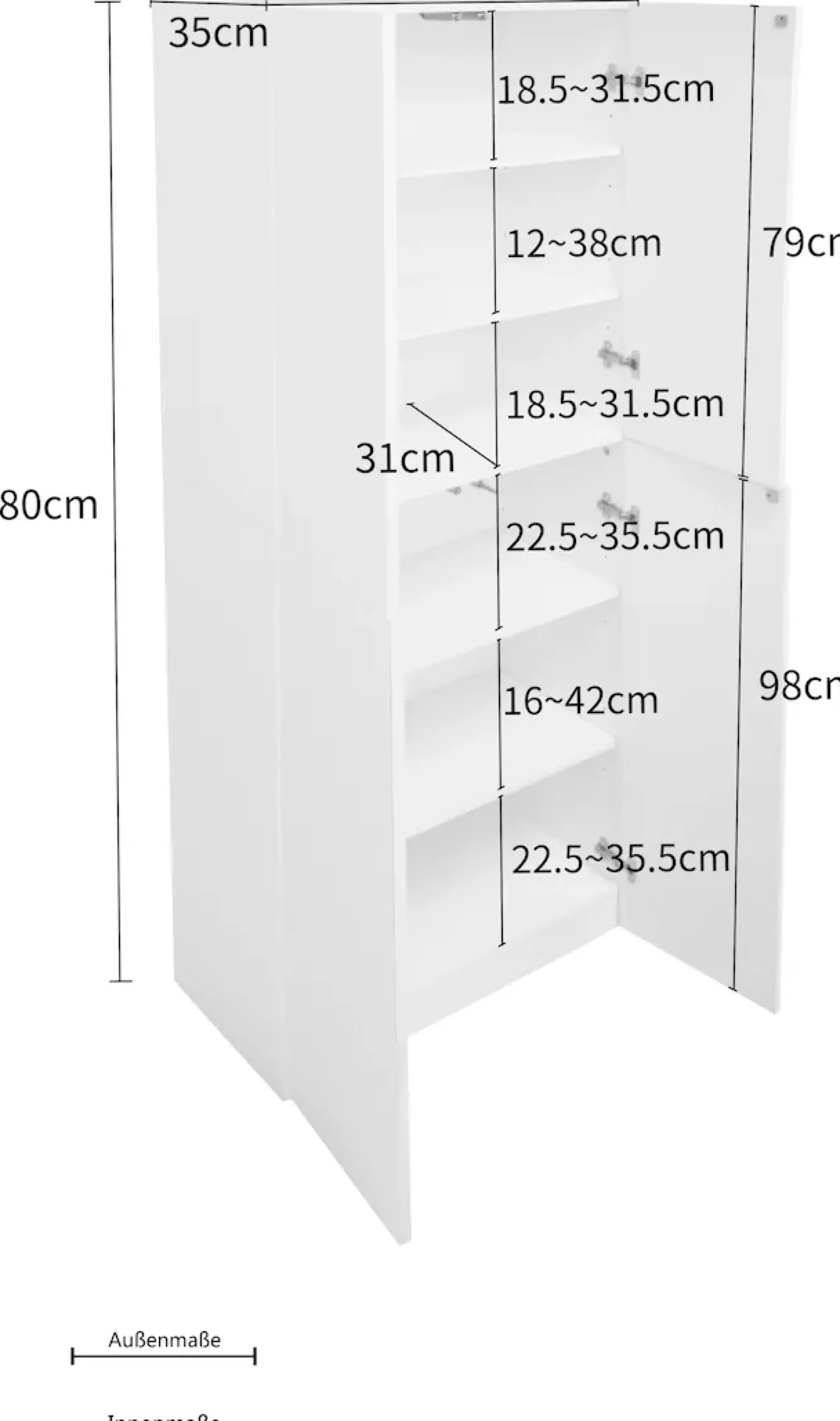 OTTO home Aktenschrank »Jarvie« Mehrzweckschrank, Push-to-open, 5 verstellbare Einlegeböden, 60x180 cm