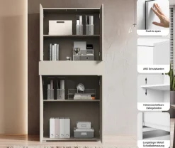 OTTO home Aktenschrank »Kenia, Stauraumschrank 80 cm breit mit Schublade« 1 Stk. tlg. Griffloses Design mit Push-to-Open und verstellbaren Einlegeböden