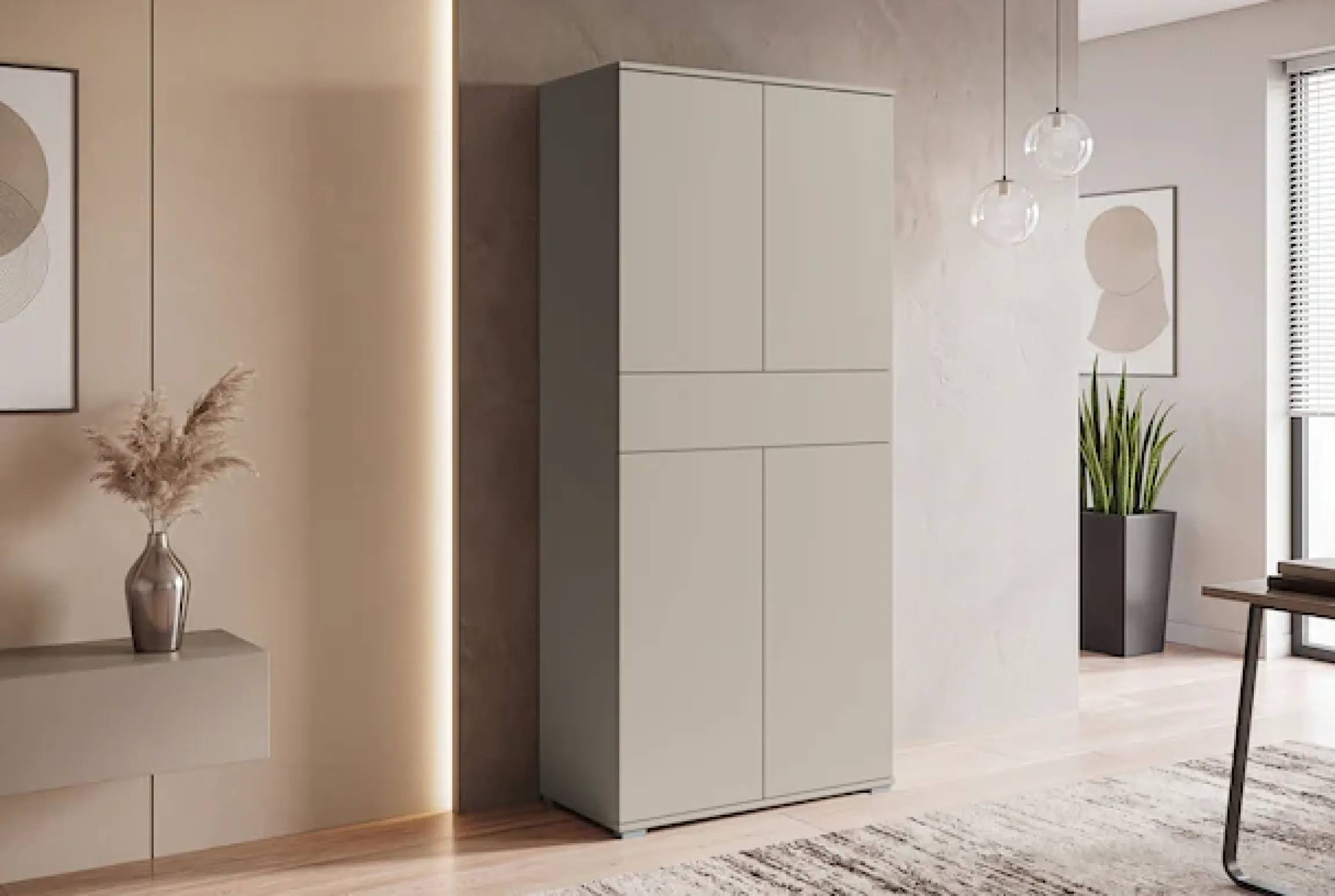 OTTO home Aktenschrank »Kenia, Stauraumschrank 80 cm breit mit Schublade« 1 Stk. tlg. Griffloses Design mit Push-to-Open und verstellbaren Einlegeböden