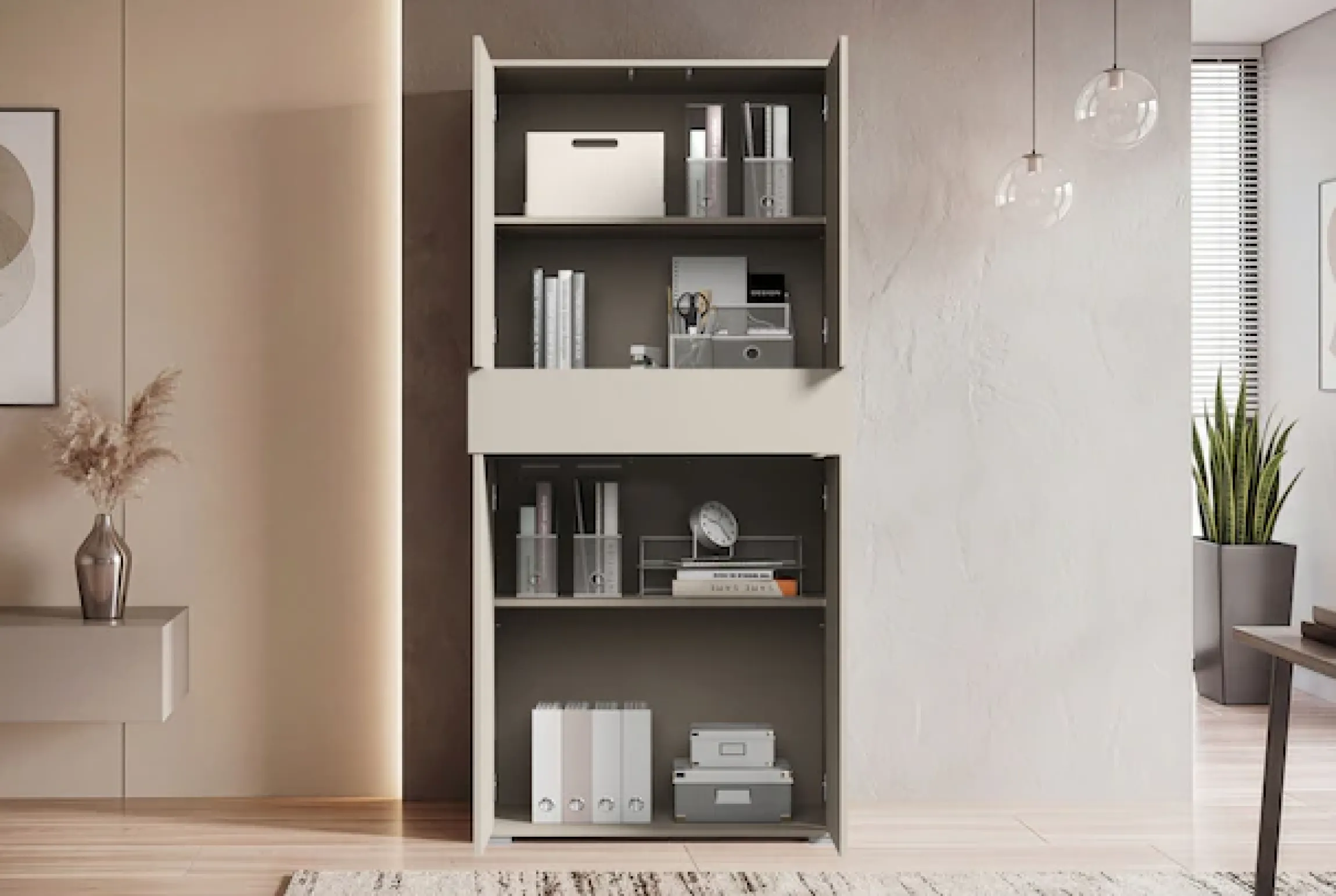 OTTO home Aktenschrank »Kenia, Stauraumschrank 80 cm breit mit Schublade« 1 Stk. tlg. Griffloses Design mit Push-to-Open und verstellbaren Einlegeböden