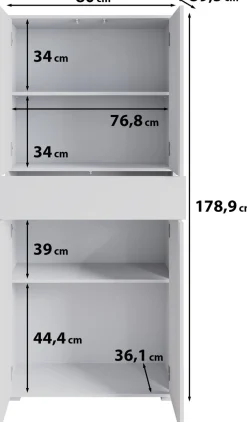 OTTO home Aktenschrank »Kenia, Stauraumschrank 80 cm breit mit Schublade« 1 Stk. tlg. Griffloses Design mit Push-to-Open und verstellbaren Einlegeböden