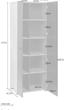 OTTO home Aktenschrank »Moid« Höhe 174,5 cm, moderner Mehrzweckschrank mit Türen