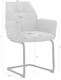 OTTO home Armlehnstuhl »Ginevra« () 2 Stk.Sitz und Rücken gepolstert, mit Gestell aus Metall, Sitzhöhe 51 cm