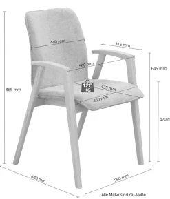 OTTO home Armlehnstuhl »Loreen Esszimmerstuhl, Polsterstuhl, Designstuhl« (Set) 2 Stk.mit Massivgestell, hochwertig gearbeitet, Armlehnen, stilvoll, bequem