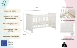 OTTO home Babybett »Aimo. Landhausstil, mit Kassetten, stabile und hochwertige Qualität« aus Massivholz (Kiefer); FSC®-Holz zertifiziert