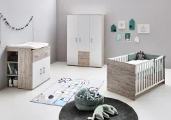 OTTO home Babyzimmer-Komplettset »RiekeBis ins Jugendalter, toll für kleine Zimmer« Spar-Set, Kinderbett, , Schrank 3 türig, Wickelkommode + Unterbauregal,