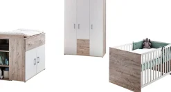 OTTO home Babyzimmer-Komplettset »RiekeBis ins Jugendalter, toll für kleine Zimmer« Spar-Set, Kinderbett, , Schrank 3 türig, Wickelkommode + Unterbauregal,