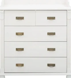 OTTO home Babyzimmer-Komplettset »Aimo, luxoriöser Landhausstil, Messinggriffe,« Spar-Set, Kinderbett, Wickelkommode, Unterbauregal, 5 Schubladen, 3 Stk. tlg. aus Massivholz; FSC®-Holz aus gewissenhaft bewirtschafteten Wäldern