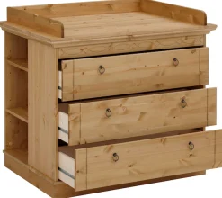 OTTO home Babyzimmer-Komplettset »Indra, FSC® zertifiziertes Massivholz, zum Jugendzimmer umgestaltbar« Spar-Set, Kleiderschrank, Bett, Kommode + Aufsatz, Unterbau-, Wand- & Standregal,
