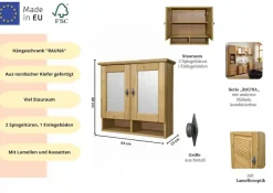 OTTO home Badezimmerspiegelschrank »Rauna« aus massiver Kiefer, Breite 64 cm, mit Spiegel, made in EU