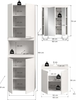 OTTO home Badmöbel-Set »MAOI, 3-tlg. Badkombi, hochwertige MDF Front, optional mit Beleuchtung«