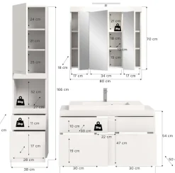 OTTO home Badmöbel-Set »MAOI, 3-tlg. Badkombi, hochwertige MDF Front, optional mit Beleuchtung«