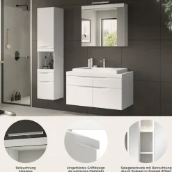 OTTO home Badmöbel-Set »MAOI, 3-tlg. Badkombi, hochwertige MDF Front, optional mit Beleuchtung«