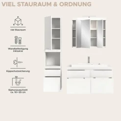 OTTO home Badmöbel-Set »MAOI, 3-tlg. Badkombi, hochwertige MDF Front, optional mit Beleuchtung«