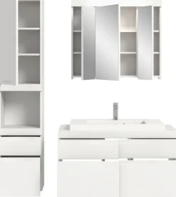 OTTO home Badmöbel-Set »MAOI, 3-tlg. Badkombi, hochwertige MDF Front, optional mit Beleuchtung«