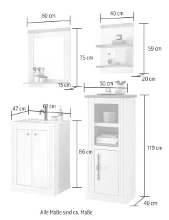 OTTO home Badmöbel-Set »WESTMINSTER, Bad im Landhausstil, 4-teiliges Badezimmer« 4 Stk. tlg.