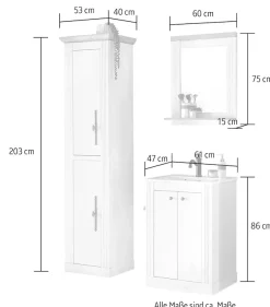 OTTO home Badmöbel-Set »WESTMINSTER, Bad im Landhausstil, 3-teiliges Badezimmer« 3 Stk. tlg.
