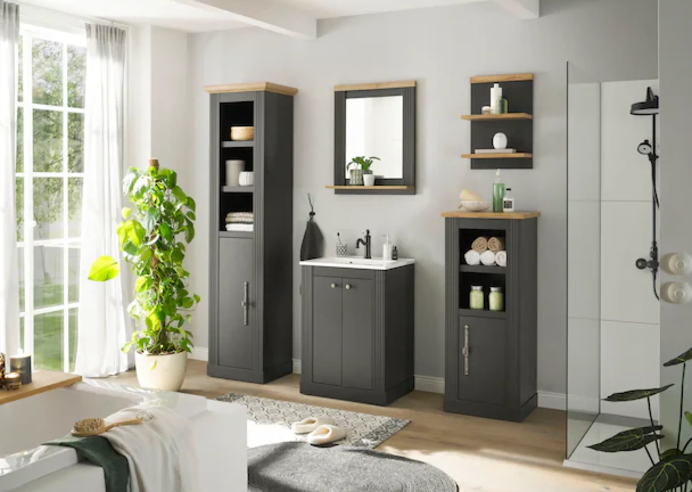 OTTO home Badmöbel-Set »WESTMINSTER, Bad im Landhausstil, 5-teiliges Badezimmer« 5 Stk. tlg.