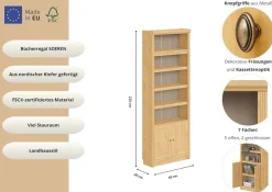 OTTO home Bücherregal »mit 2 Türen Soeren Regal Aktenregal B/T/H: 80/29/220 cm« massive Kiefer, FSC®-zertifiziert