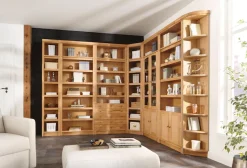 OTTO home Bücherregal »Soeren Eiche Regal B/T/H: 80/29/220 cm mit 2 Türen« mit Eiche-Elementen, FSC®-zertifiziert, insgesamt 7 Fächer