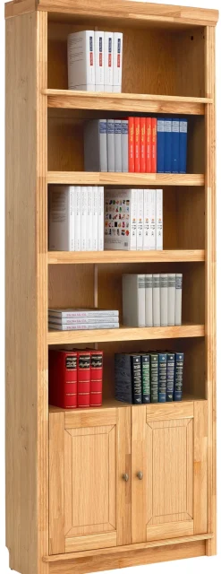 OTTO home Bücherregal »Soeren Eiche Regal B/T/H: 80/29/220 cm mit 2 Türen« mit Eiche-Elementen, FSC®-zertifiziert, insgesamt 7 Fächer
