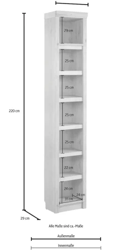 OTTO home Bücherregal »Soeren Regal B/T/H: 40/29/220 cm« Kiefer FSC®-zertifiziert, 7 Fächer und 6 Einlegeböden