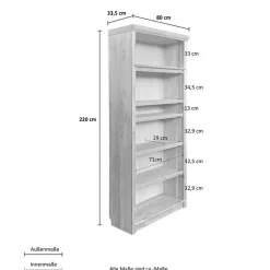 OTTO home Bücherregal »Soeren Regal B/T/H: 80/33,5/220 cm, mit 6 Fächern« massive Kiefer, FSC®-zertifizier
