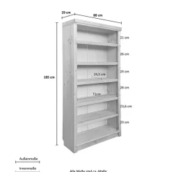 OTTO home Bücherregal »Soeren Regal B/T/H: 80/29/185 cm, 6 Fächer« aus massiver Kiefer, FSC®-zertifiziert