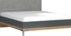 OTTO home Bettgestell »Onyx, FSC-zertifiziert, hochwertige UV Lackierung Hochglanz anthrazit« mit Metallfüßen,mit gepolstertem Kopfteil, Liegefläche 160x200 cm