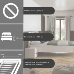 OTTO home Bettgestell »Schlafzimmermöbel Möbel Landhaus Einzelbett Doppelbett Stauraum YLVA« Breite 90x200 cm oder 140x200 cm,mit Sprossenkopfteil im Landhausstil MADE IN GERMANY