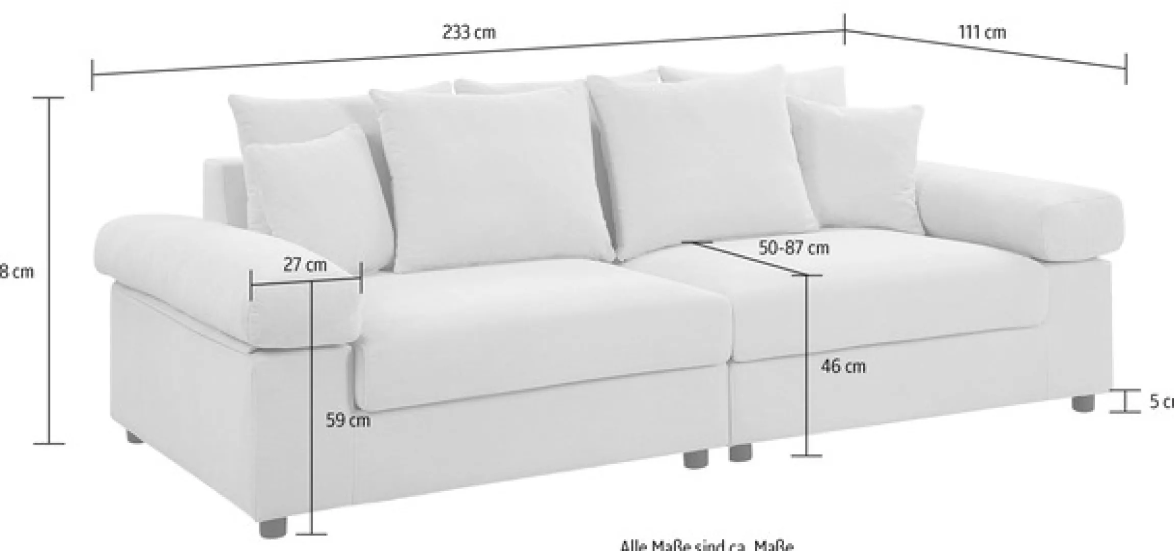 OTTO home Big-Sofa »Bjoern« mit Cord-Bezug, XXL-Sitzfläche, mit Federkern, frei im Raum stellbar