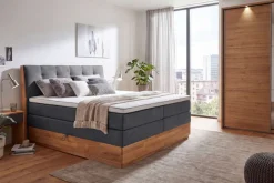 OTTO home Boxspringbett »Alleea, Doppelbett, Polsterbett, Federkernbett, Komforbett, 160/180 cm« inkl. Topper, zwei Bettkästen, Taschen-Federkernmatratze, Härtegrad 3