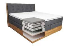 OTTO home Boxspringbett »Alleea, Doppelbett, Polsterbett, Federkernbett, Komforbett, 160/180 cm« inkl. Topper, zwei Bettkästen, Taschen-Federkernmatratze, Härtegrad 3