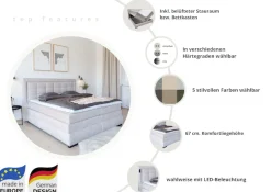 OTTO home Boxspringbett »MIVVA mit Bettkasten, mit Taschenfederkernmatratze H3, H3/H4 mix, H4« mit Kaltschaum- oder Visco-Topper (bei H4), Komfortliegehöhe 67cm