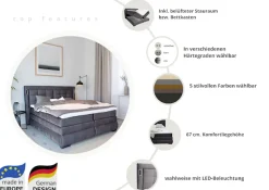OTTO home Boxspringbett »MIVVA mit Bettkasten, mit Taschenfederkernmatratze H3, H3/H4 mix, H4« mit Kaltschaum- oder Visco-Topper (bei H4), Komfortliegehöhe 67cm